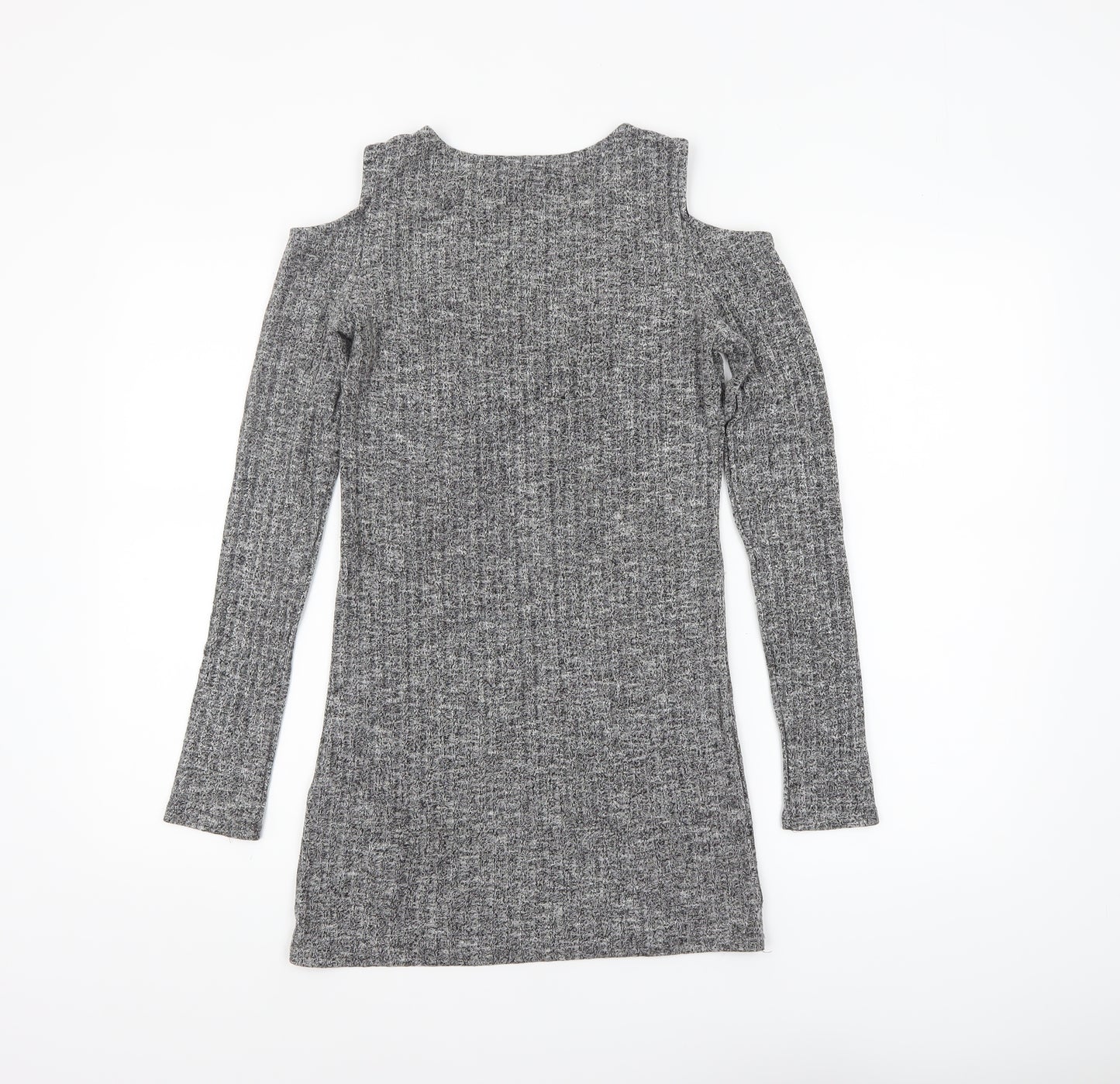 Mandi Women Grey Size 10 Cold Shoulder Knit Bodycon Dress