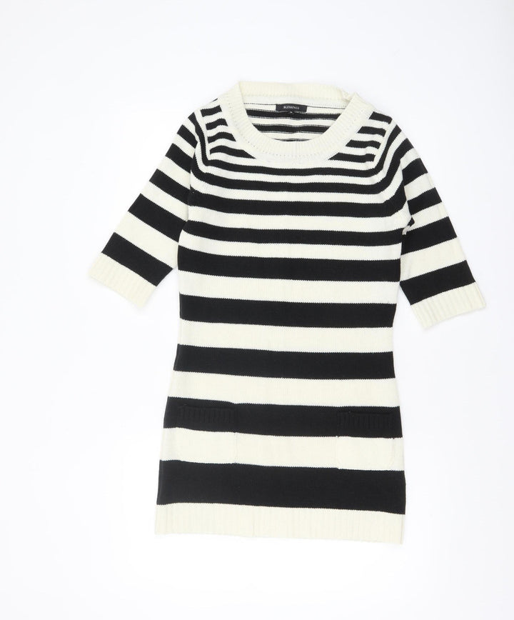Blessings Women's Black Striped Knit Tunic Jumper M