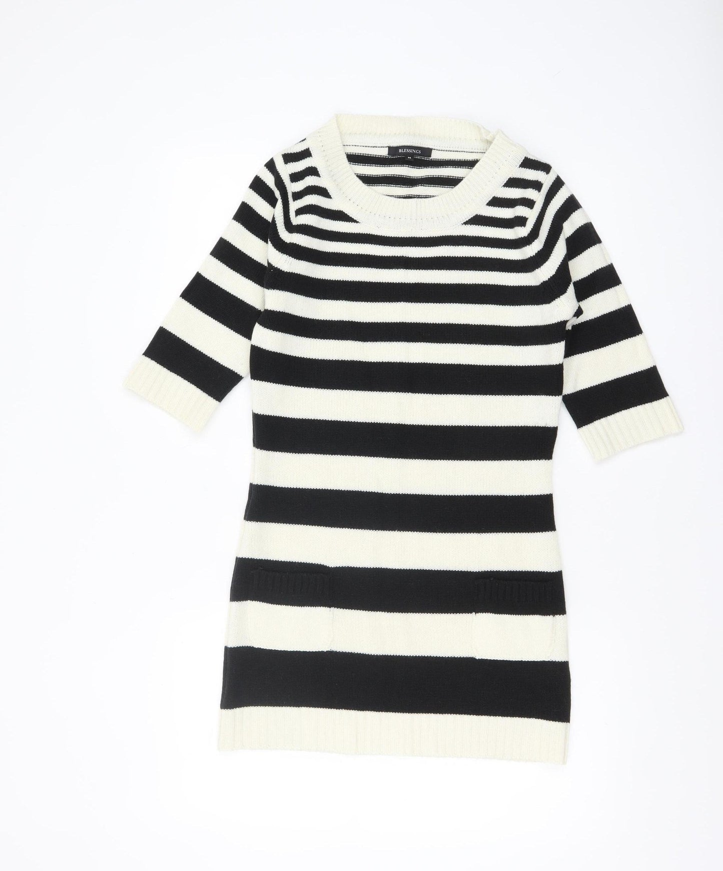 Blessings Women's Black Striped Knit Tunic Jumper M