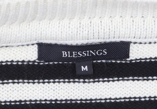 Blessings Women's Black Striped Knit Tunic Jumper M