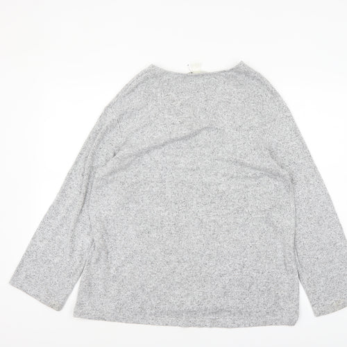 H&M Women’s Grey V-Neck Pullover Jumper Size 12 Lightweight Knit