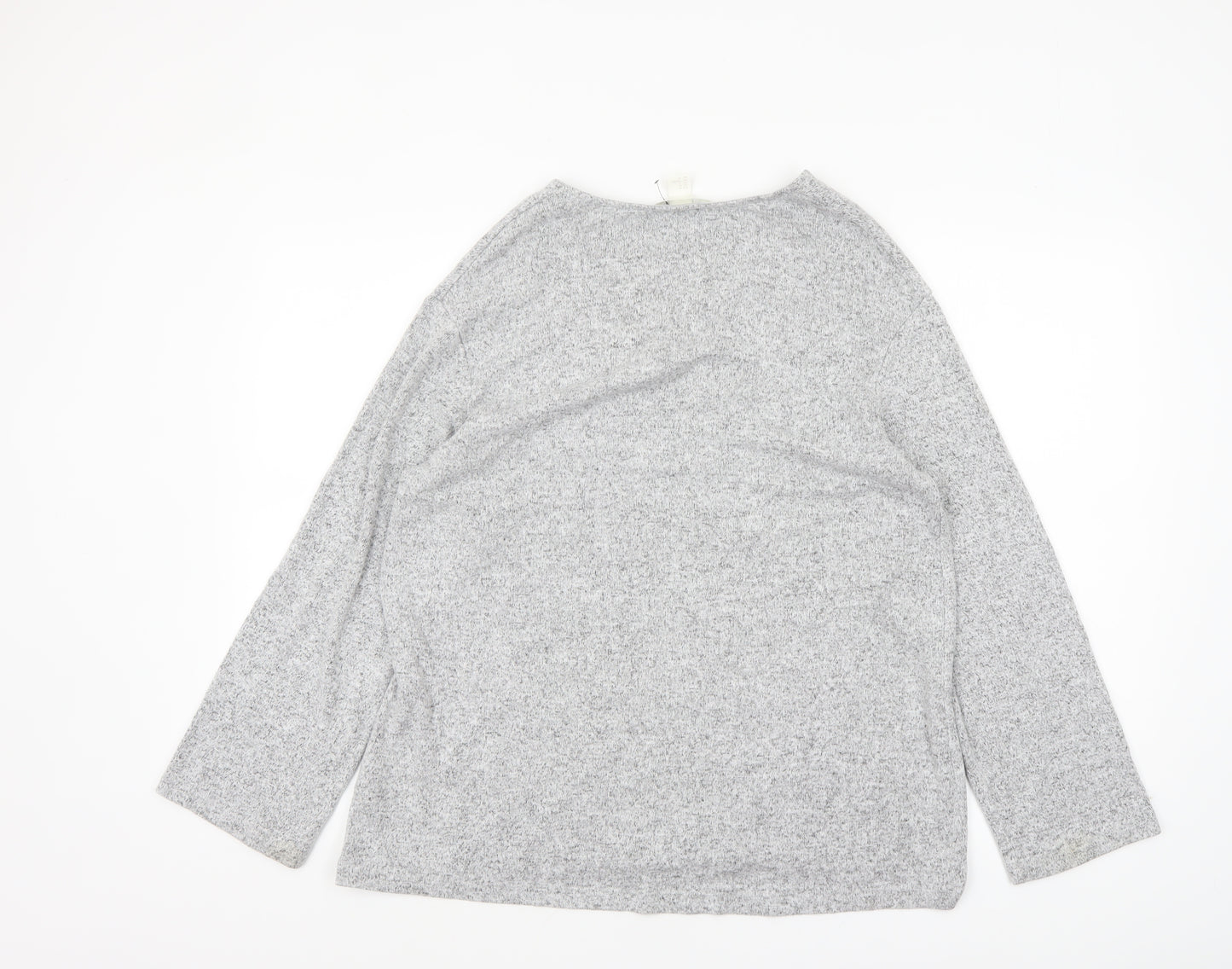 H&M Women’s Grey V-Neck Pullover Jumper Size 12 Lightweight Knit