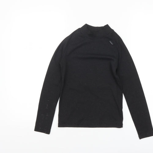 Decathlon Boys Black Long Sleeve Mock Neck Sports T-Shirt 10 Years