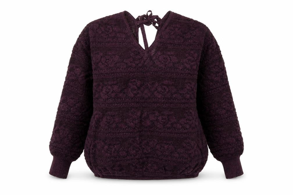Next Womens Purple V-Neck Long Sleeve Open-Knit Jumper Size 14