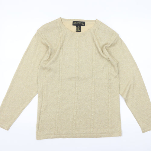 Lisa Originals Women’s Beige Knit Pullover Jumper Size S Long Sleeve