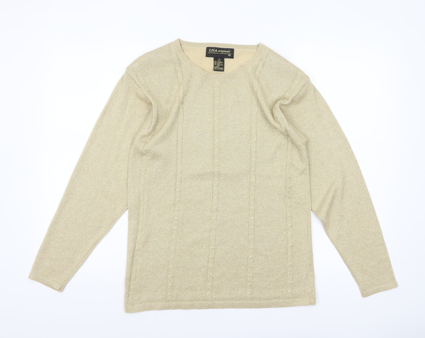 Lisa Originals Women’s Beige Knit Pullover Jumper Size S Long Sleeve