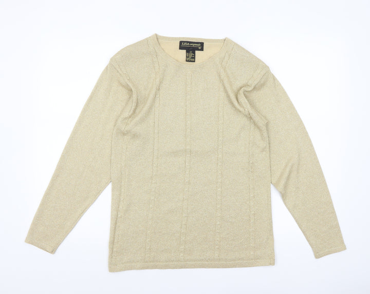 Lisa Originals Women’s Beige Knit Pullover Jumper Size S Long Sleeve