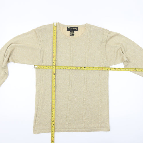 Lisa Originals Women’s Beige Knit Pullover Jumper Size S Long Sleeve