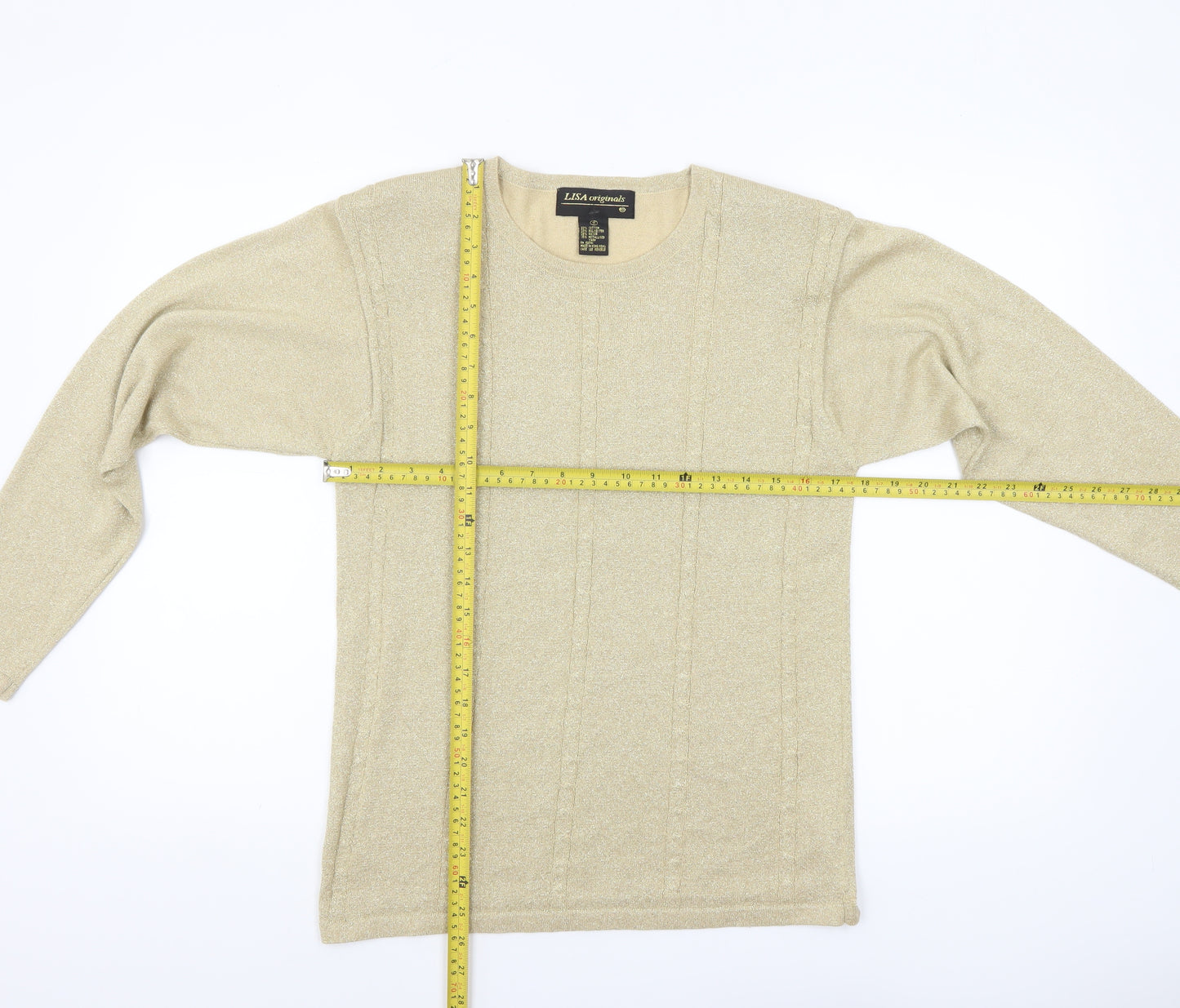 Lisa Originals Women’s Beige Knit Pullover Jumper Size S Long Sleeve