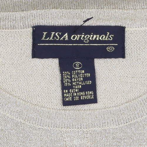 Lisa Originals Women’s Beige Knit Pullover Jumper Size S Long Sleeve