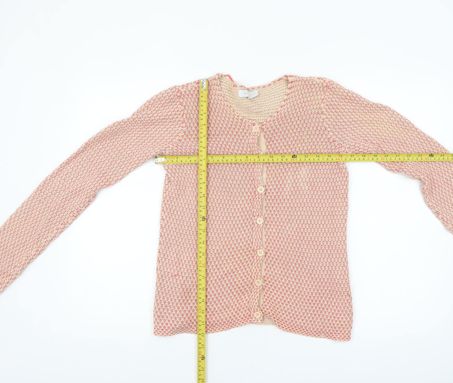 Version Originale Women's Beige Knit Cotton Cardigan Size 2XS