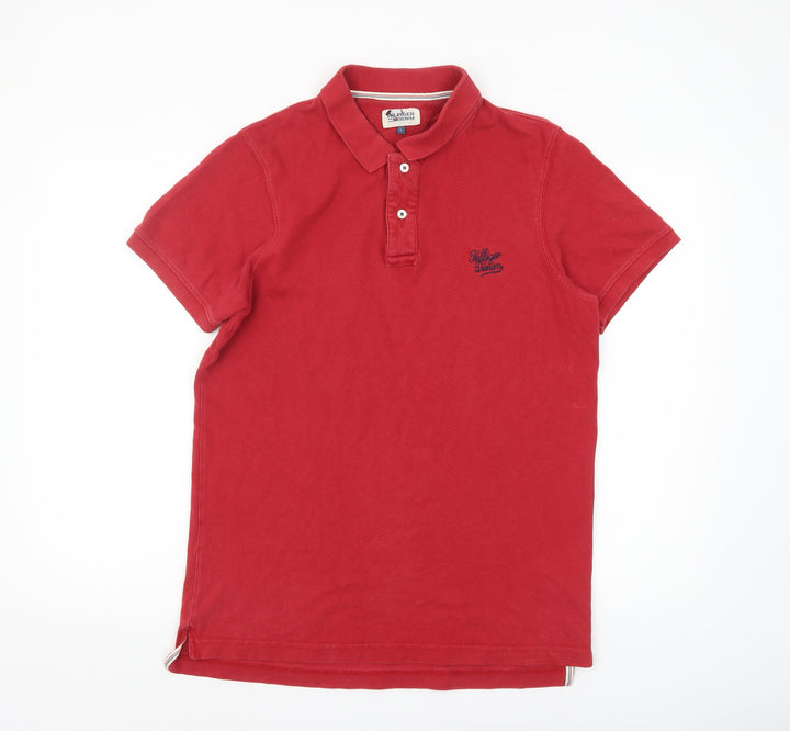 Hilfiger Denim Men's Red Cotton Polo Shirt L Short Sleeve Classic