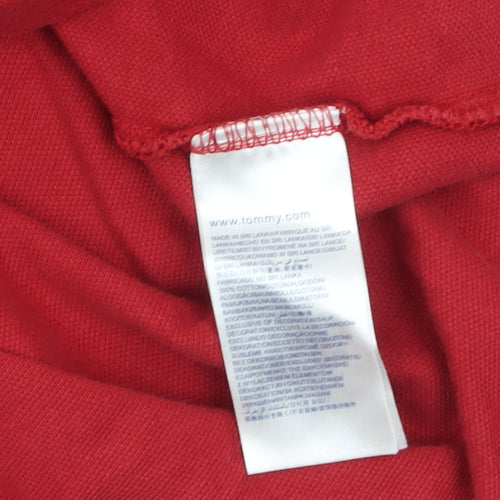 Hilfiger Denim Men's Red Cotton Polo Shirt L Short Sleeve Classic