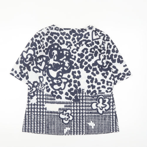 Just White Women's Blue Animal Print Short Sleeve T-Shirt Size 12