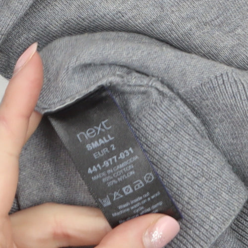 Next Men's Grey Cotton V-Neck Button Cardigan Small