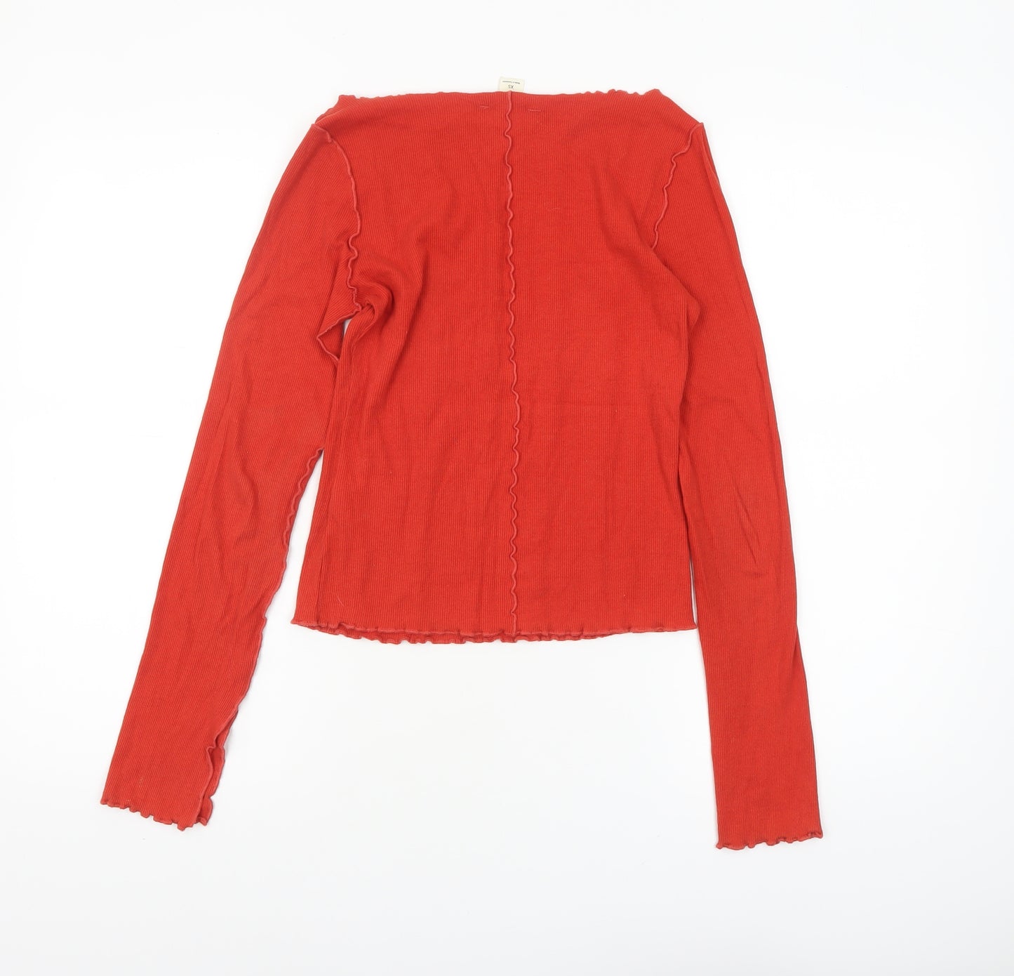 Monki Women’s Red Long Sleeve Slim Fit Boat Neck Top XS