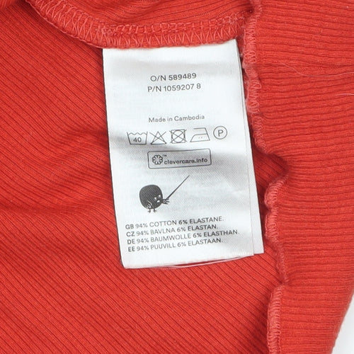 Monki Women’s Red Long Sleeve Slim Fit Boat Neck Top XS