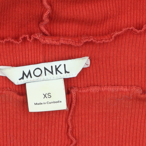 Monki Women’s Red Long Sleeve Slim Fit Boat Neck Top XS
