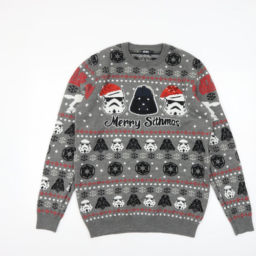 Tu Men’s Grey Star Wars Christmas Pullover Jumper L