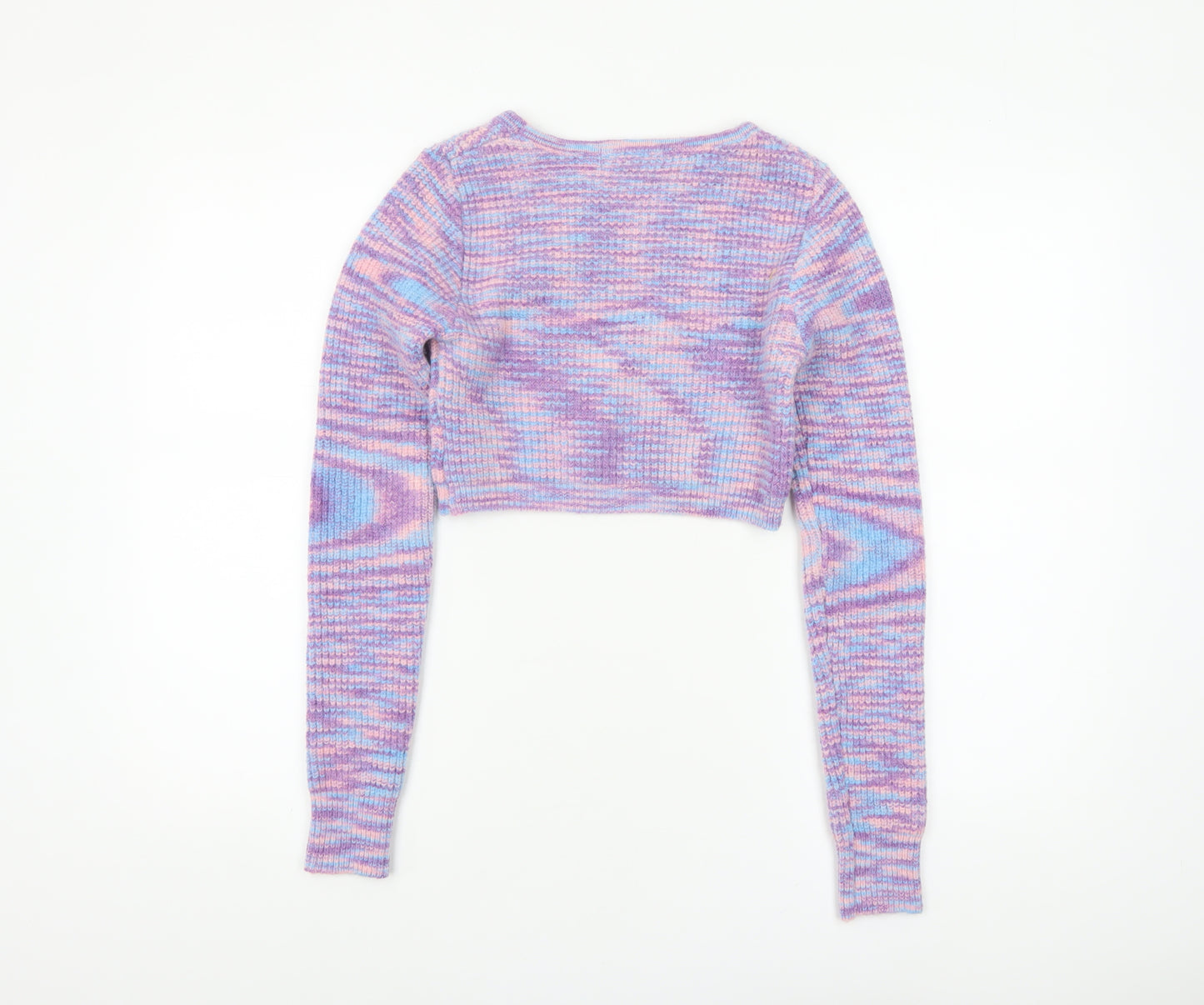 Motel Women’s Multicoloured Knit Crop Jumper XS Crew Neck Pullover