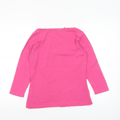 Marks and Spencer Womens Pink Size 12 Cotton 3/4 Sleeve T-Shirt