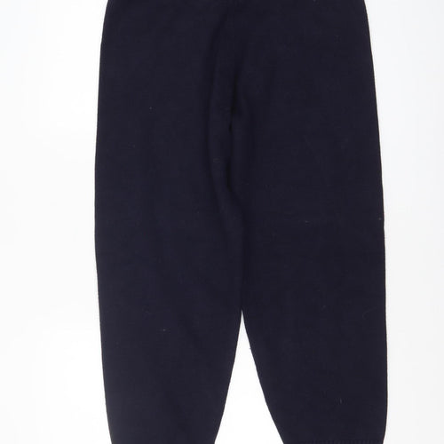 Zara Women Blue Knit Jogger Trousers L Comfy Winter Viscose Blend