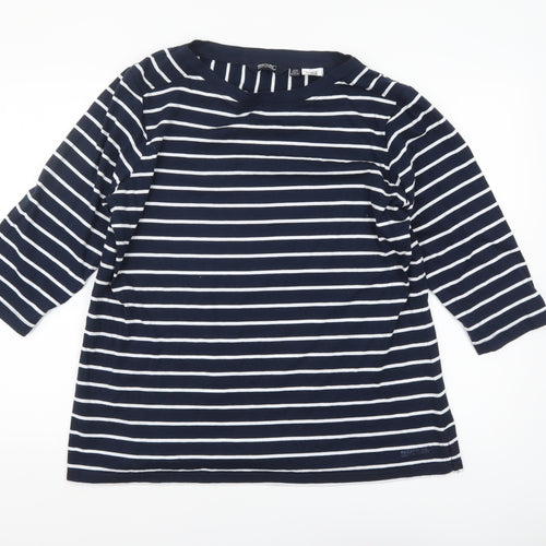 Regatta Women Blue Striped 3/4 Sleeve Boat Neck T-Shirt Size 18