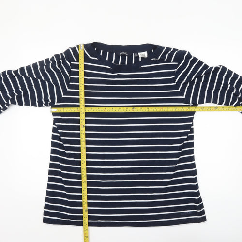Regatta Women Blue Striped 3/4 Sleeve Boat Neck T-Shirt Size 18
