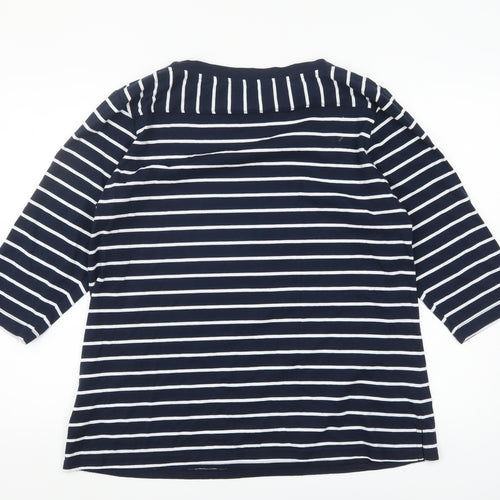 Regatta Women Blue Striped 3/4 Sleeve Boat Neck T-Shirt Size 18