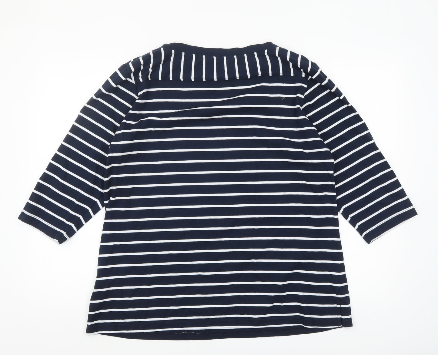 Regatta Women Blue Striped 3/4 Sleeve Boat Neck T-Shirt Size 18