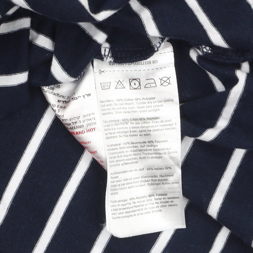 Regatta Women Blue Striped 3/4 Sleeve Boat Neck T-Shirt Size 18