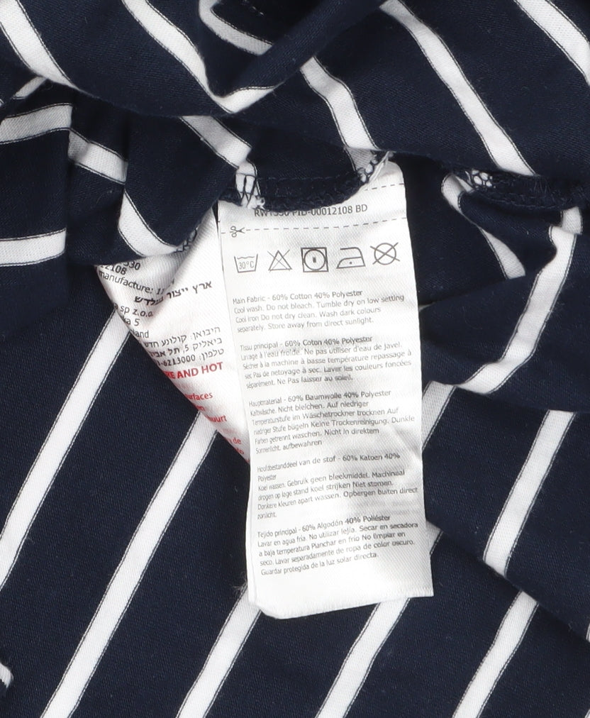Regatta Women Blue Striped 3/4 Sleeve Boat Neck T-Shirt Size 18