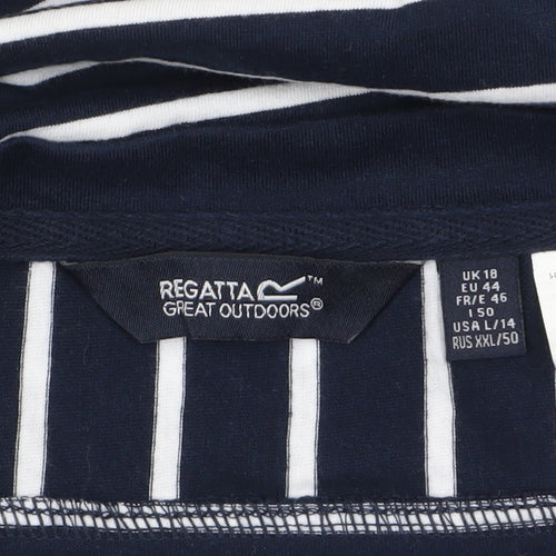 Regatta Women Blue Striped 3/4 Sleeve Boat Neck T-Shirt Size 18