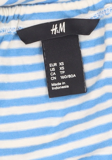 H&M Women’s Blue Striped Cotton Halter Camisole Top XS