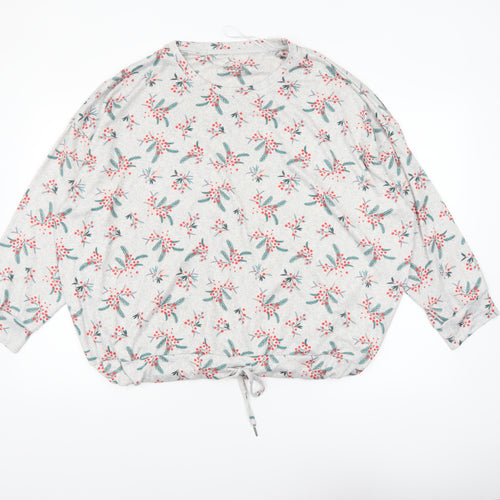 Nutmeg Women's Grey Floral Long Sleeve Pyjama Top Size 20