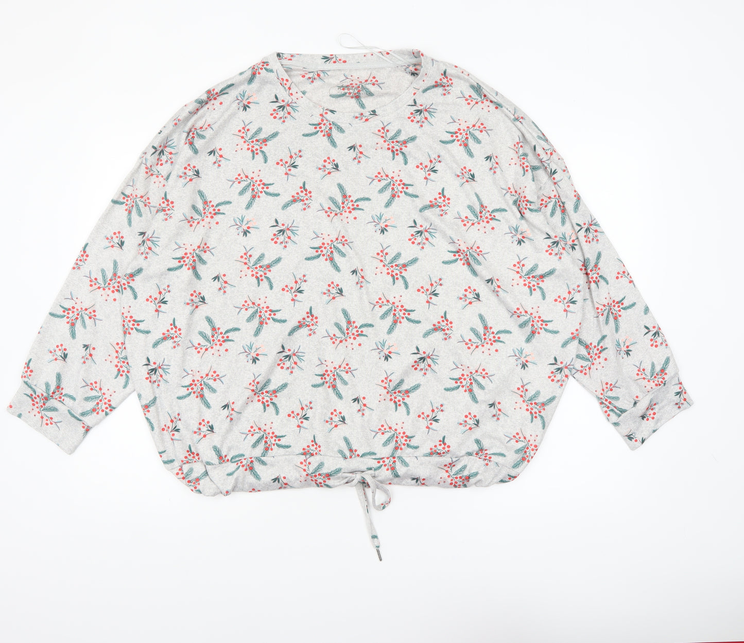 Nutmeg Women's Grey Floral Long Sleeve Pyjama Top Size 20