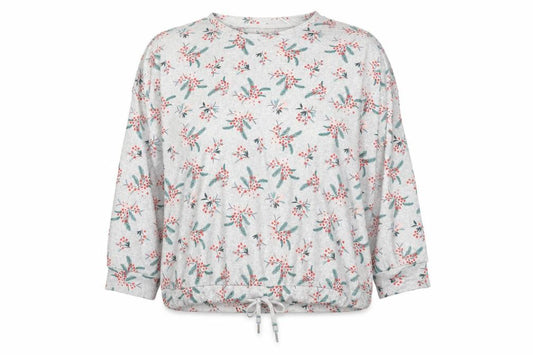 Nutmeg Women's Grey Floral Long Sleeve Pyjama Top Size 20