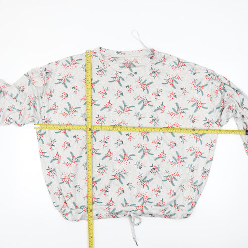 Nutmeg Women's Grey Floral Long Sleeve Pyjama Top Size 20