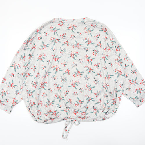 Nutmeg Women's Grey Floral Long Sleeve Pyjama Top Size 20
