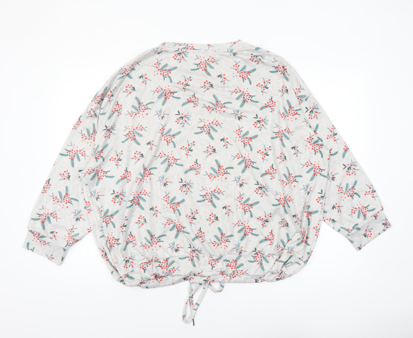 Nutmeg Women's Grey Floral Long Sleeve Pyjama Top Size 20