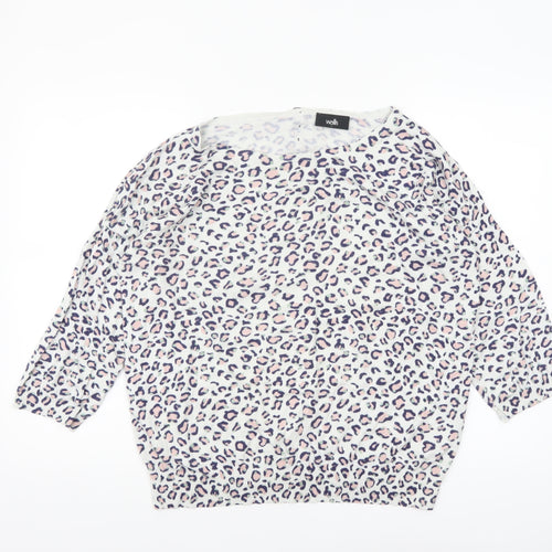 Wallis Women’s Multicoloured Leopard Knit Jumper L 3/4 Sleeve Pullover