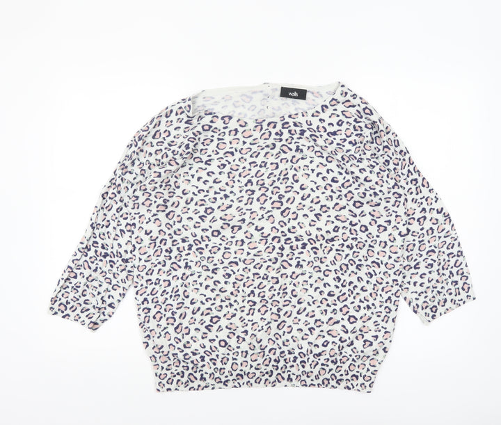 Wallis Women’s Multicoloured Leopard Knit Jumper L 3/4 Sleeve Pullover