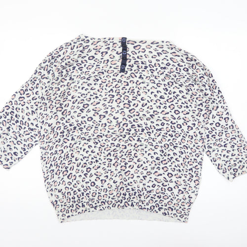 Wallis Women’s Multicoloured Leopard Knit Jumper L 3/4 Sleeve Pullover