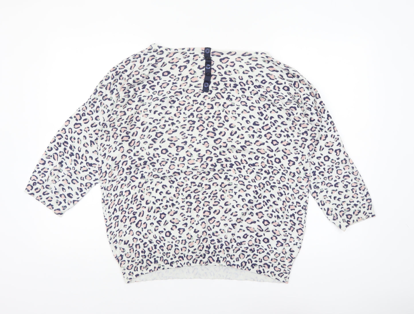 Wallis Women’s Multicoloured Leopard Knit Jumper L 3/4 Sleeve Pullover