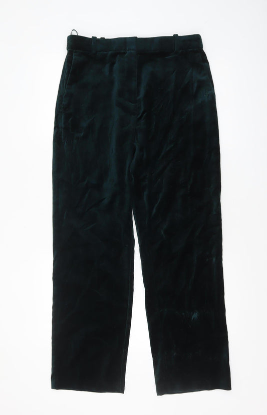 Marks and Spencer Women Green Velvet Trousers Size 12 Regular