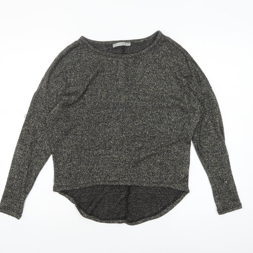 Atmosphere Womens Grey Metallic Long Sleeve Relaxed Knit Jumper Size 8