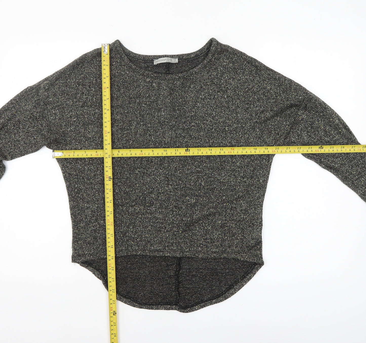 Atmosphere Womens Grey Metallic Long Sleeve Relaxed Knit Jumper Size 8