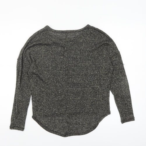 Atmosphere Womens Grey Metallic Long Sleeve Relaxed Knit Jumper Size 8