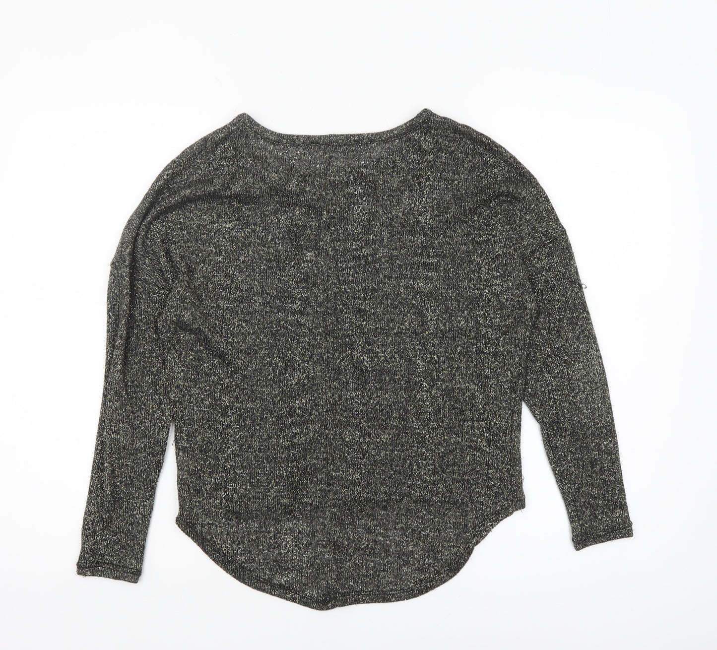 Atmosphere Womens Grey Metallic Long Sleeve Relaxed Knit Jumper Size 8