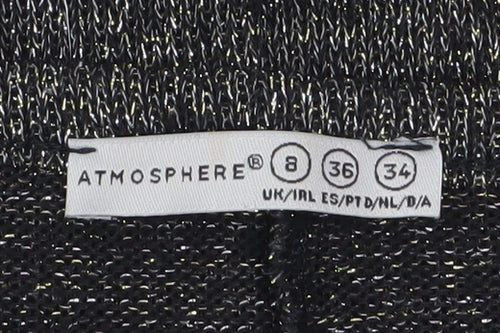 Atmosphere Womens Grey Metallic Long Sleeve Relaxed Knit Jumper Size 8